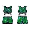 Детский комплект из 2 предметов для девочек, спортивная одежда для танцев, топ и шорты с перекрещивающимися бретелями, одежда для гимнастики и танцев