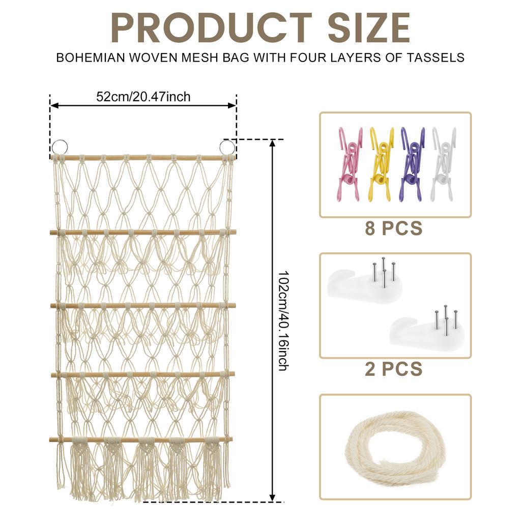 4 Tiers Toy Net Stuffed Animal Storage Hammock Cute Stuff Animal Organizer Plushie Net Space Saving Macrame Wall Toy Holder