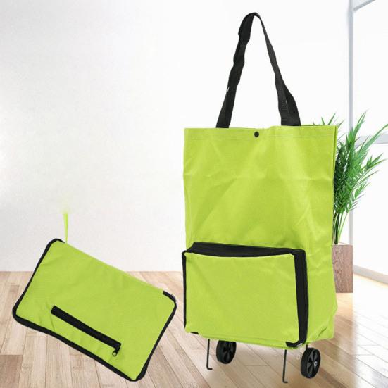 Folding Shopping Cart Trolley Bag with Wheels Large Capacity Foldable Design Waterproof Shopping Bag Portable Hand-Pulling Grocery Bag