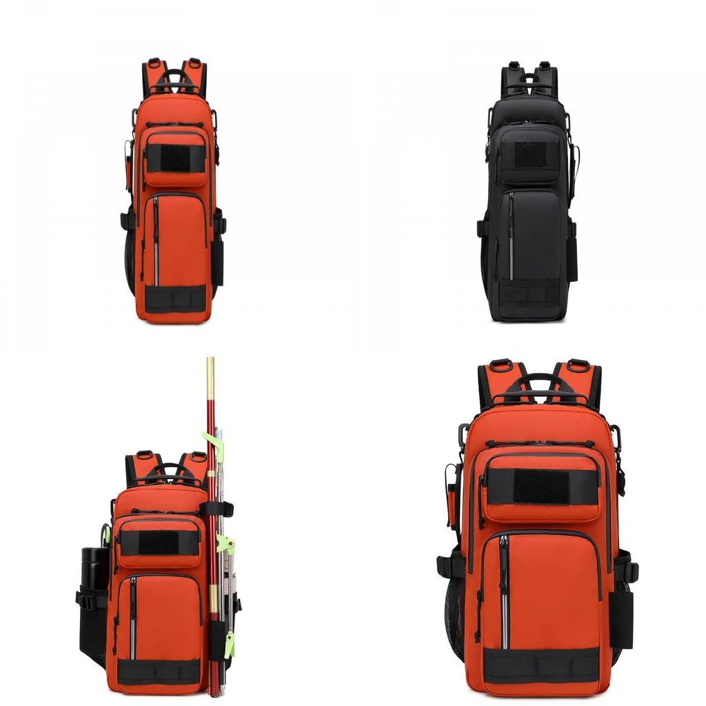 Outdoor Large Capacity Backpack With Waterproof Polyester Material For Travel And Fishing Enthusiasts
