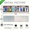 2D Flat, 1pc Vintage Aluminum Metal Sign Wall Art - 16x4 Inch Rustic COWBOY WAY License Plate Design, UV Printed Durable