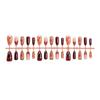 Leopard Print Press On Nails Almond 3D Embossed Removable False Nails for Women Long Stiletto 30Pcs Handmade Acrylic Nails
