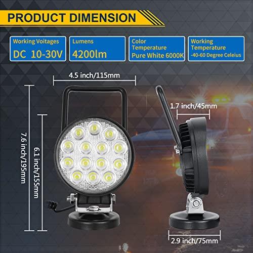RIGIDON 4" 42 Вт светодиодный рабочий фонарь с магнитным основанием круглый водонепроницаемый прожектор 12 В 24 В 4x4 для кемпинга (42Р-ПМБ-Ф)