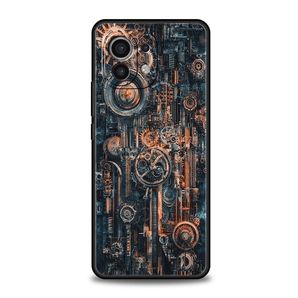 Механический узор шестеренок Чехол-бампер для Xiaomi Mi 17 Pro Max 15 14 13 12 11 Ultra 15T 14T 13T 12T 11T Pro Lite Мягкий ТПУ чехол