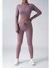 Women's Seamless Fitness Yoga Set: Zipper Long-Sleeve Top & Drawstring Hip-Lifting Trousers