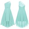 Kids Flower Girls Dress Party Princess Dress One Shoulder High-low Hem Evening Prom Gown