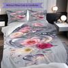 1PC Rose pattern Bedding Quilt Set Quilt Cover Pillowcase Home Decoration Birthday Gift (1 * duvet cover + 2 * pillowcase, without core)