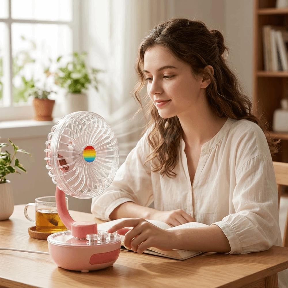 Compact Design Transparent Desktop Fan Lightweight Soft Natural Wind Rechargeable Mini Table Fan Built-in Rechargeable