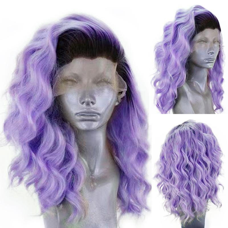 AIMEYA Synthetic Lace Front Wigs Silver Short Wave Wig for Women Brown Pink Blue Color Synthetic Lace Wig Cosplay Short Lace Wig