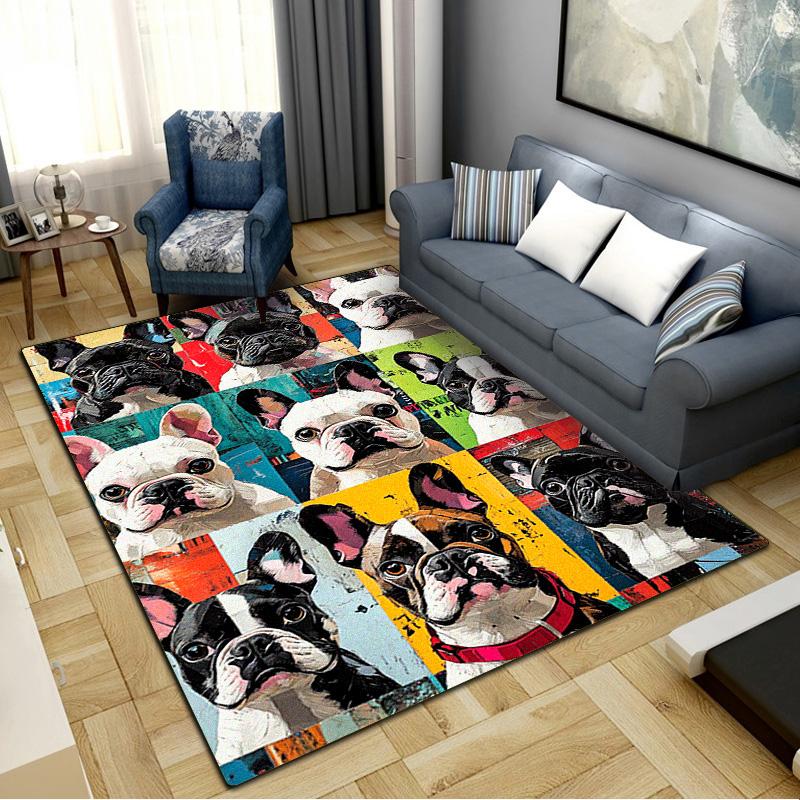French Pitbull Carpet Rug for Living Room Bedroom Home Sofa Decoration,Kids play Non-slip Floor Mat