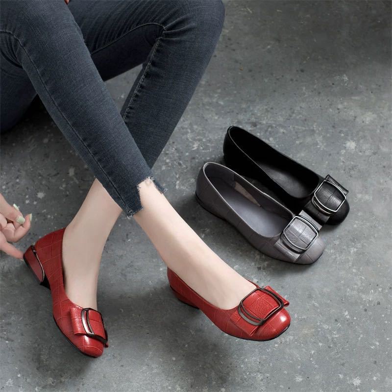 Весенне-осенние туфли на плоской подошве, женские туфли на низком каблуке, модные повседневные туфли на квадратном каблуке, женская обувь в горошек