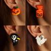 Funny Halloween Earrings Simulation Plastic Face Pumpkin Ghost Death Halloween Earrings.