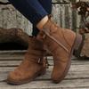 Women Ankle Boot Autumn New Retro Suede High Heel Boot Chunky Plus Size Casual Women Shoe Buckle Zipper Short Boot 36-43