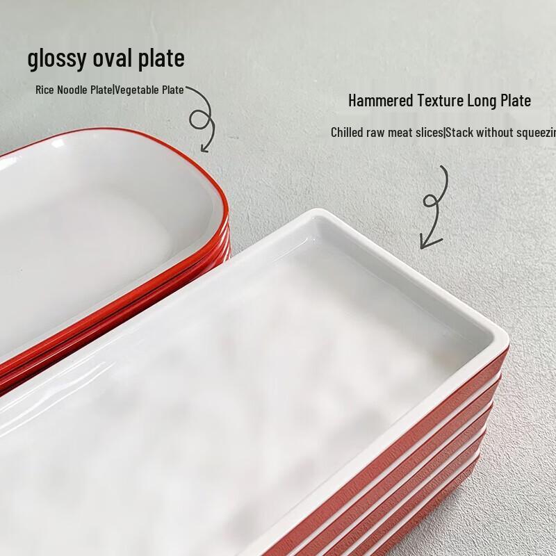 777 Two-Tone Melamine Hammered Rectangular Serving Plate