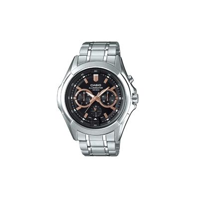 Серия STANDARD, водозащита 50 м, Кварцевые, Стальной ремешок, , мужские часы, черный циферблат MTP-E204D-1AVDF