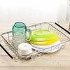 SANNO Expandable Dish Drainer, Sliding Dish Drainer, Kitchen Rack with Cutlery Holder, Stainless Steel