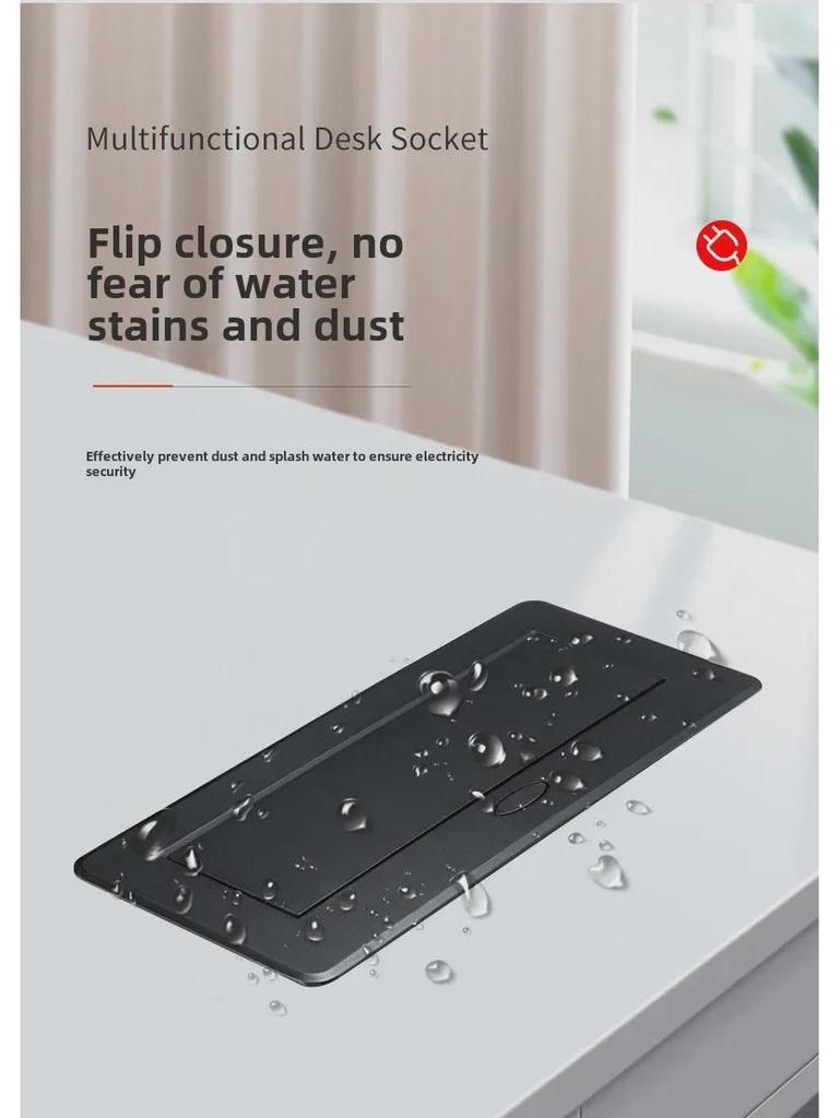 Slow Rise Pop-Up Hidden EU Power Multimedia Socket for European, American, and German Standard USB Conference Tables