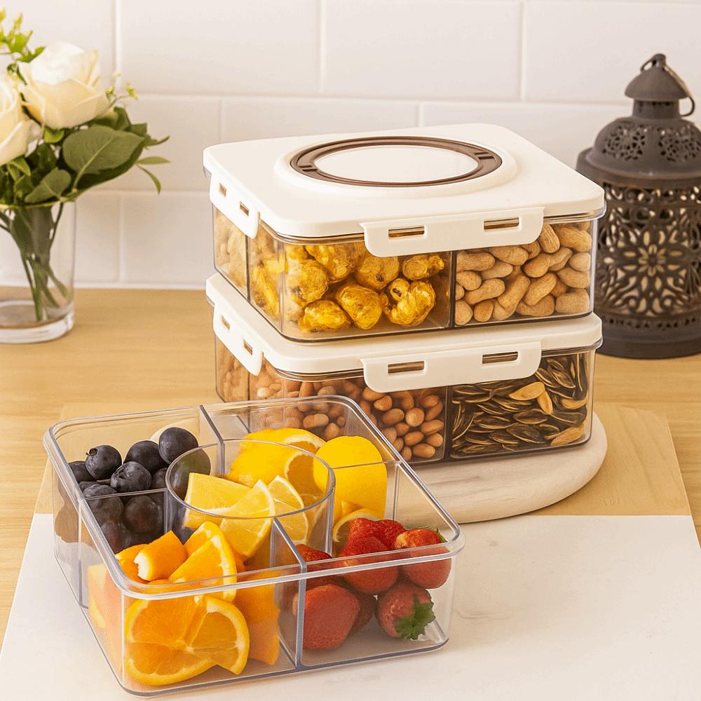 Контейнер для хранения с отделениями для сохранения свежести Герметичные контейнеры для закусок Коробка для хранения приправ Холодильник