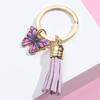 Cute Enamel Butterfly Keychain Simple Metal Animals Key Ring INS Earphone Case Bag Pendant Accessories For Women Men Couple Gift