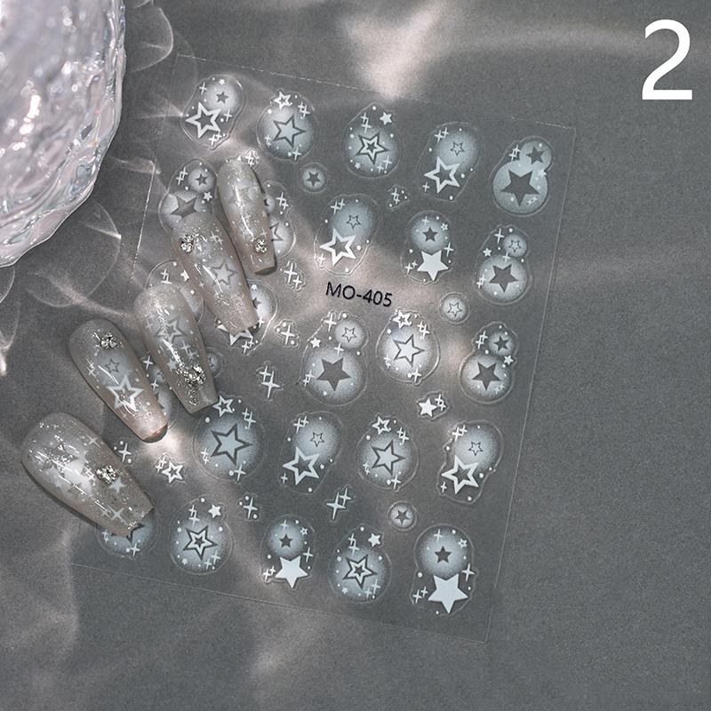 Hollow Out Spray Painted Star Butterfly Nail Stickers Transparent White Pentagram Wearing Nail Stickers Decorations