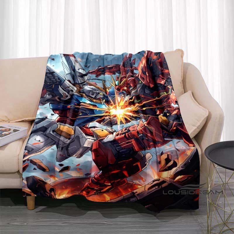 The Mobile Suit Gundam Cartoon Blanket Is Warm and Soft, Suitable for All Seasons, and Perfect for Home, Travel, and Picnics.