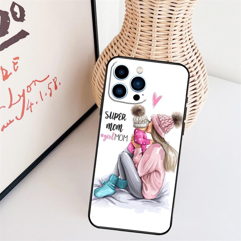 Мама и Дочь Девочка Сын Папа Чехол Для iPhone 11 12 13 14 16 15 Pro Max Mini X XS Max XR Plus Чехол Coque