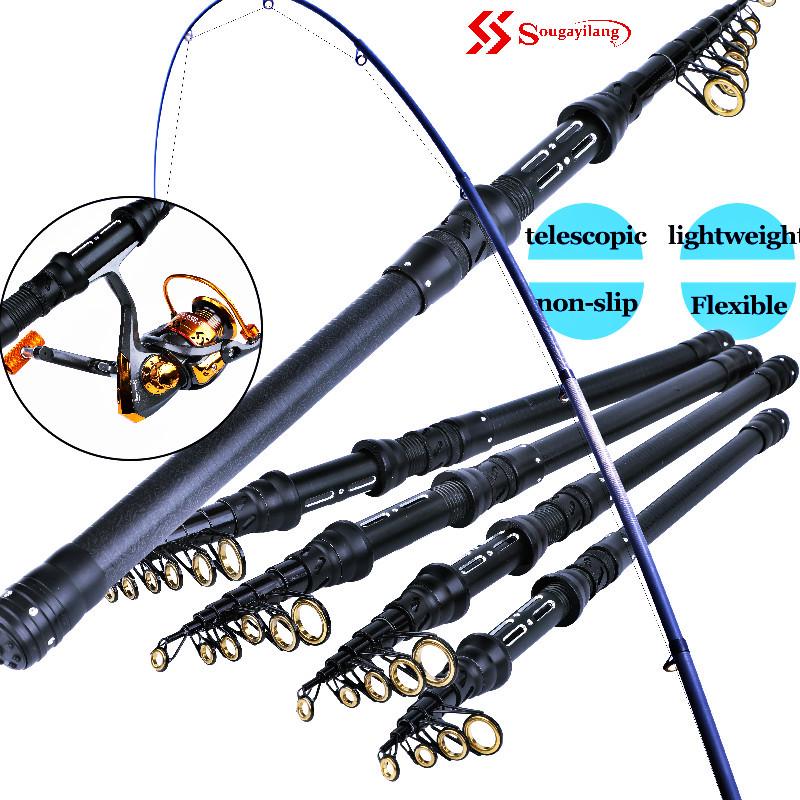 SOUGAYILANG Удочка из углеродного волокна, телескопическая удочка M Power, спиннинг, ручные рыболовные снасти, переносной светильник