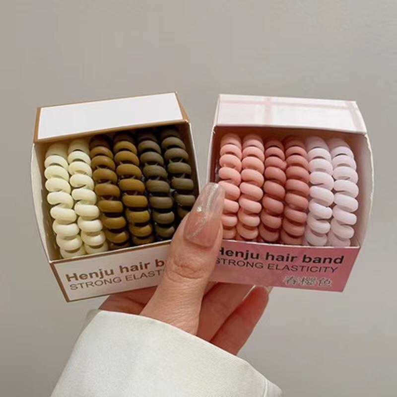 6 шт./компл., высокие эластичные резинки для волос, цветные резиновые веревки для волос, телефонная проволока, резинка для волос, милые аксессуары для волос для девочек для женщин