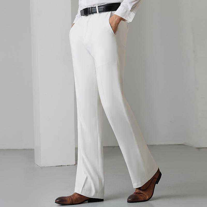 Men Bell Bottom Flare Pants Slim Fit Breathable Stretch Formal Dress Trousers Vintage
