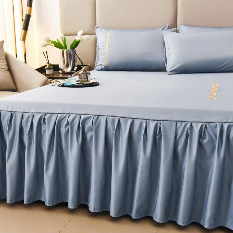 Summer New European Style Simple Washable Silk Bed Skirt Non Slip Bed Cover Household Mattress Cover Pillow Case