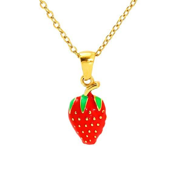 Simple Fruit Series Multi-Style Dripping Cherry High-End Clavicle Necklace Women'S Stainless Steel Jewelry
