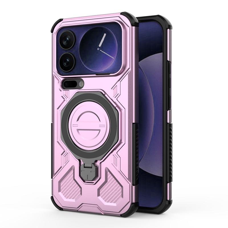 For Xiaomi 17 Pro Max 17 Pro Case Shockproof PC+TPU Rugged Armor Rotable Metal Magnetic Ring Stand Anti-Drop Cover