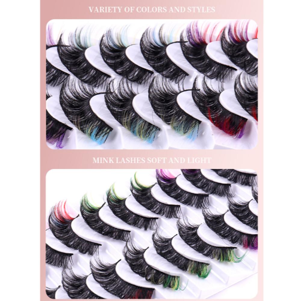 9 Pairs D Curl Colored Eyelashes Russian Long Thick Volume Fake Eye Lash Faux Mink Lashes Party