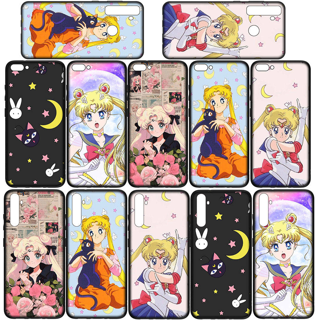 Чехол для iPhone 16 15 Xiaomi Redmi Note 14 13 12 11 Pro Max X 8 9 16e Samsung Galaxy S25 S24 S23 Moto OPPO Huawei Girl Sailor Anime Moon Phone Case