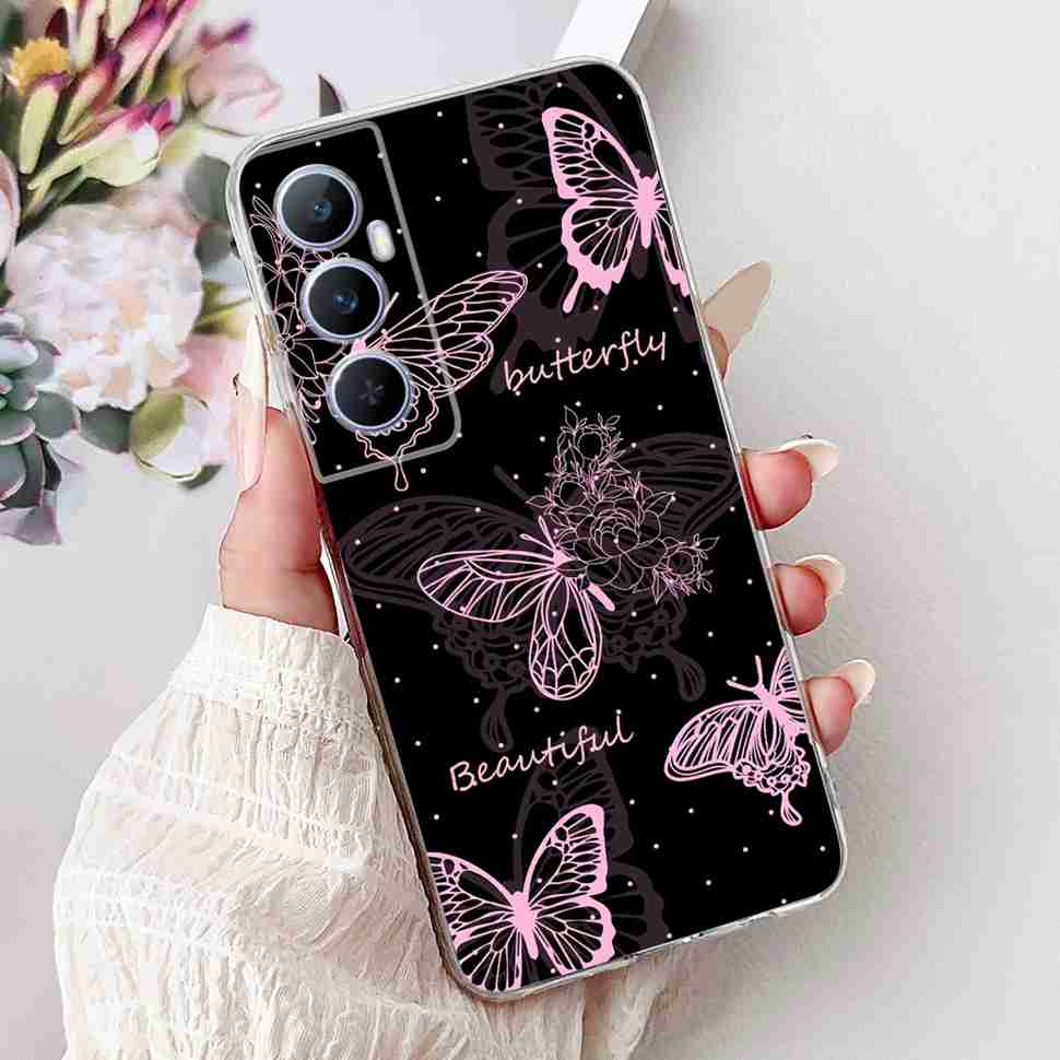 For Realme C65 4G 2024 Case Soft Silicone Colorful Butterfly Cover Case For Realme C 65 C65 Fundas RMX3910 Full Protective Case