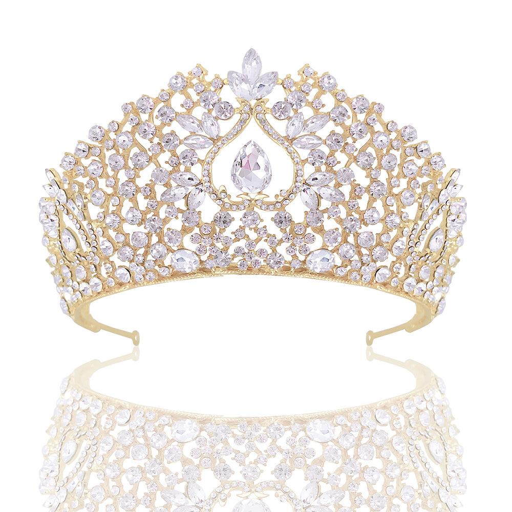 Королева Большие Короны Кристалл Свадебные Украшения Диадемы Барокко Стразы Драгоценности Дубайские Украшения Вечеринка Свадьбы Аксессуары Для Волос