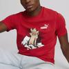 Puma Графичная футболка с кроссовками Мультяшный узор Печать Круглый вырез Короткий рукав Мужские топы Красный 674478-11