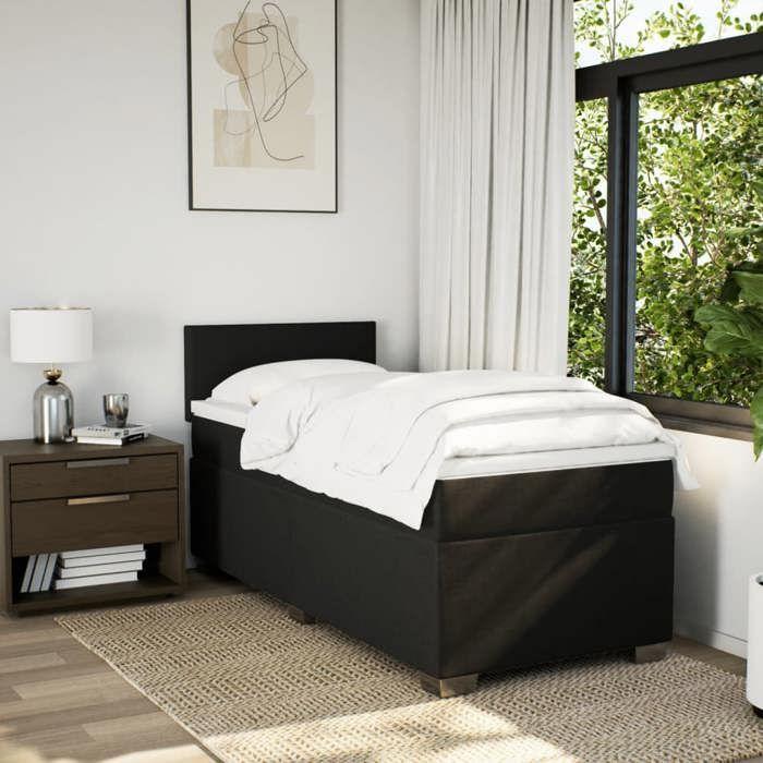 Maison Exclusive - Sommier à lattes de lit et matelas Noir 80x200 cm Tissu
