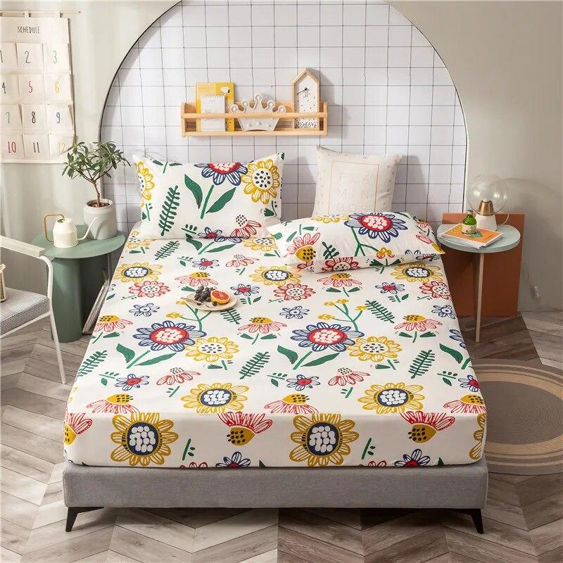 Однослойная простыня из 100% хлопка с принтом, мягкая и удобная простыня и наматрасник, фиксируемый резинкой.