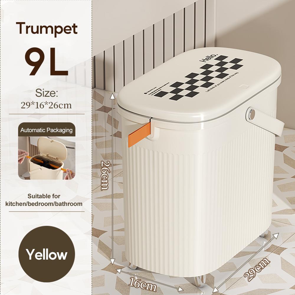 9/12 л узкий мусорный бак для ванной с ручкой, крышка, водонепроницаемая, антизапаховая корзина для мусора для туалета, кухни, мусорное ведро прессового типа