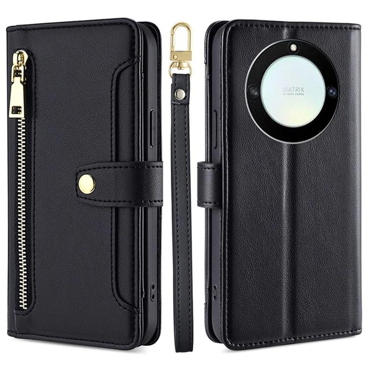 Для Honor X40 5G/X9a 5G/Magic5 Lite 5G кожаный чехол-кошелек на молнии, карманный чехол-подставка для телефона с 2 ремешками