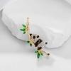 Female Bamboo Panda Brooches For Women Luxury Gold Color Alloy Animal Brooch Safety Pins Jewelry Gift