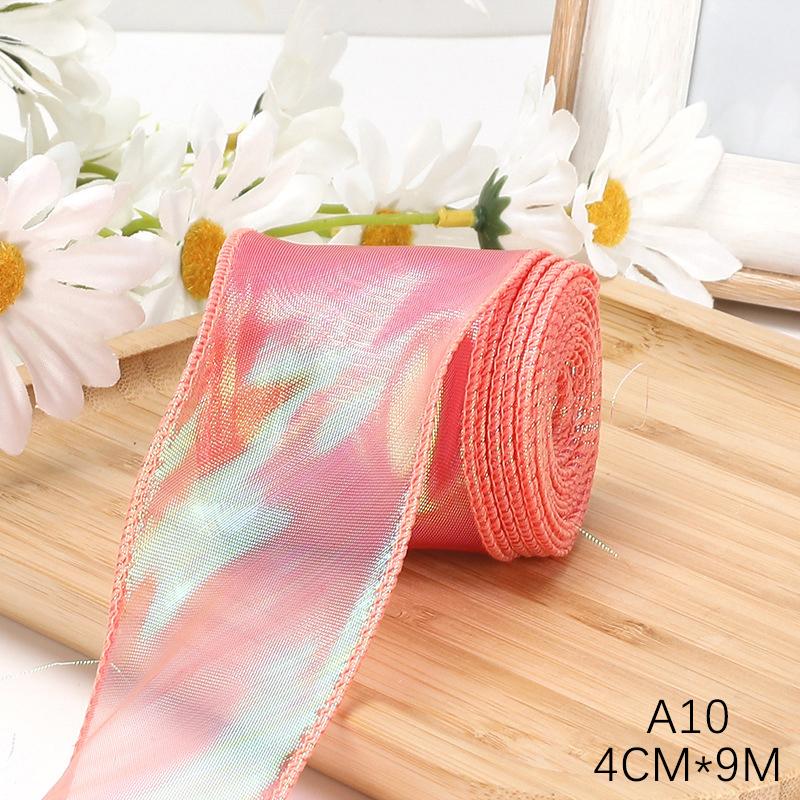 9M 4CM Fishtail Yarn Ribbon For DIY Bow Hair Ornament Bouquet Gift Wrapping Material Wave Silk Ribbons Party Decor