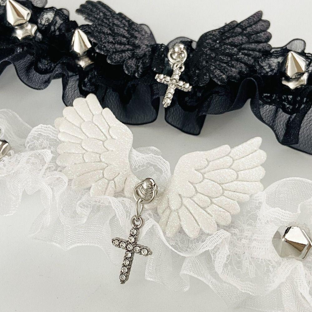 Lace Lace Necklace Solid Color Gothic Jewelry Ribbon Bow Y2K Necklace Sweet Lolita