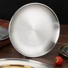 Round Dinner Plate Serving Platter Stainless Steel Barbecue Tray Korean Style Serving Dish Fruit Dessert Steak Plate