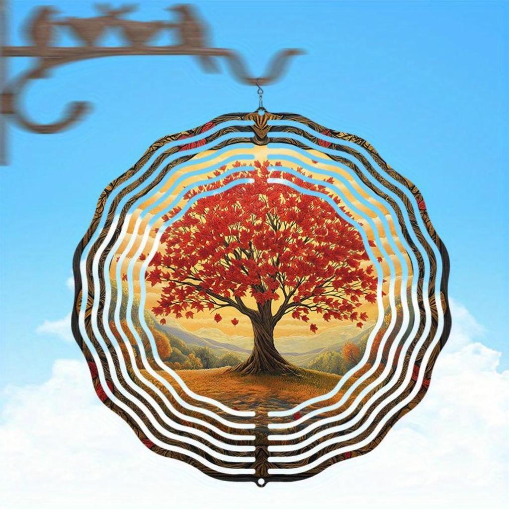 Классическая уличная подвесная ветряная мельница, работающая от ветра, с бесконечным вращением - Декор для сада с узором старого красного клена