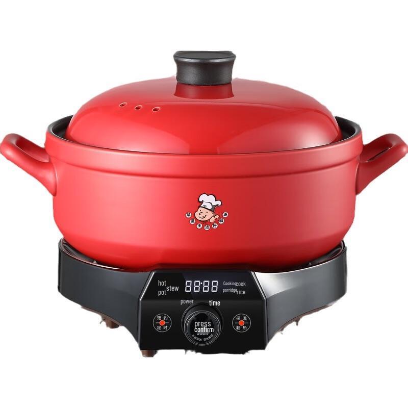 San Jiaolong 4L Ceramic Electric Hot Pot & Soup Maker