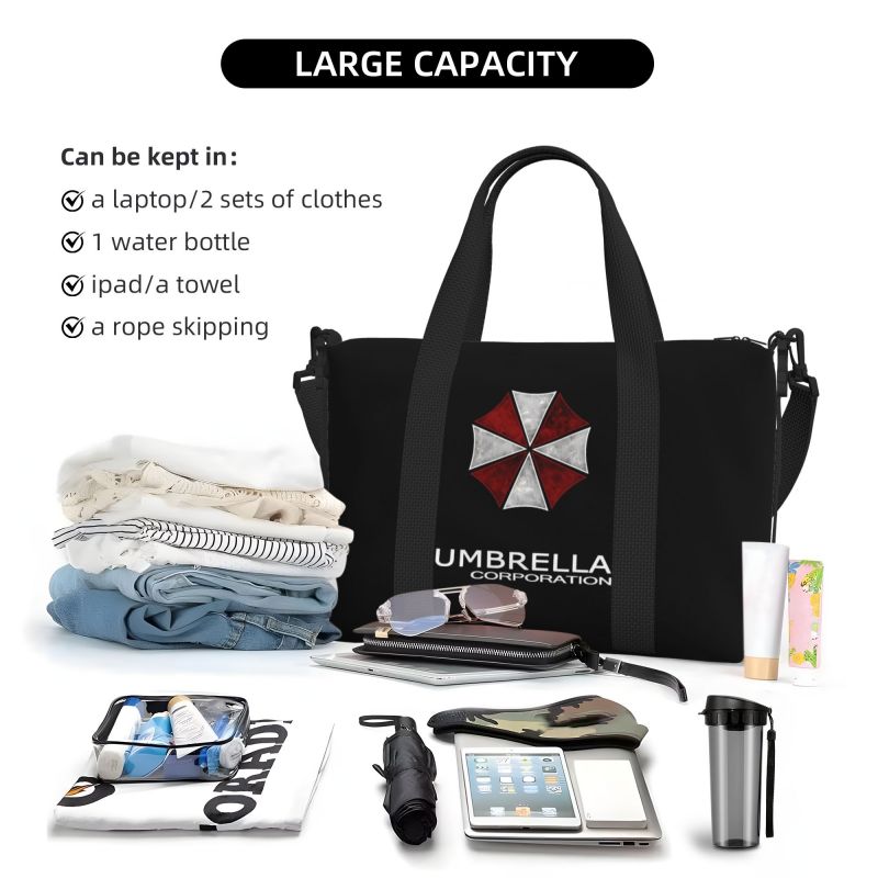 Umbrella Corporation Travel Duffel Bag for Men Women Portable Weekender Overnight Bags Carry on Tote Bag for Sports Gym Yoga