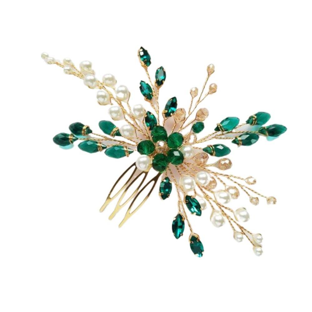 Crystal Tiara Green Crystal Hair Combs Bridal Clips Flower Leaf Headbands Rhinestone Hair Comb