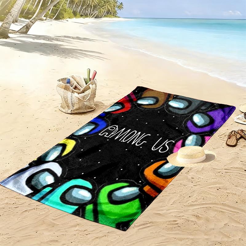 Among Us Print Beach Towel, Large Soft Quick Dry Towel for Beach Camping Swimming